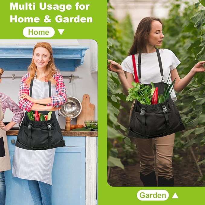 Cosmos Garden Harvest Apron - Canvas Gardening Apron with Quick Release Pouch & 2 Side Pockets