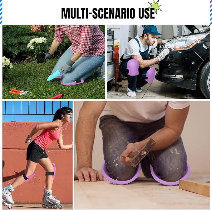 Gardening Knee Pads for Women and Men Lightweight Waterproof Foam Knee Pads for Gardening and Housework with Adjustable Hook'n'Loop Straps(Purple)