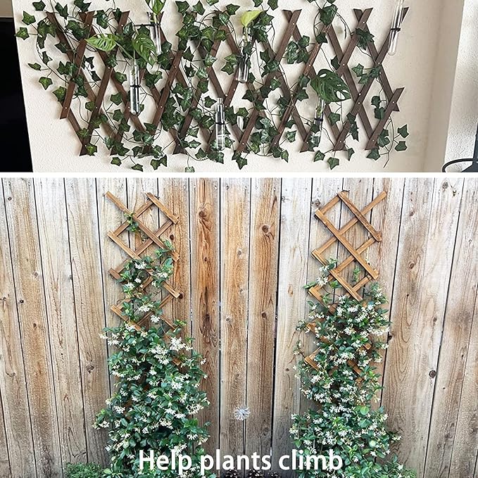 2Pack Expandable Wooden Lattice Wall,Plant Garden Trellis for Climbing Plants Outdoor, Plant Vertical Rack Wall Decor Indoor