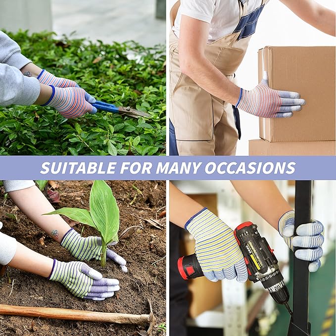 Gardening Gloves for Women - Breathable Rubber Garden Gloves, Outdoor Protective Working Gloves (12 Pairs)