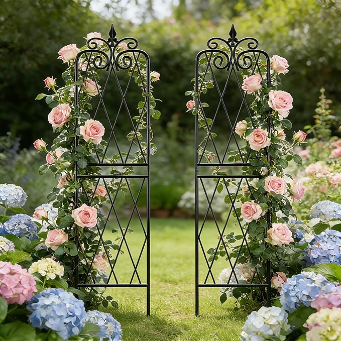 2 Pack 71" H x15 W Trellis,Black Garden Trellis for Climbing Plants Outdoor Metal Frame Sturdy Trellis for Rose