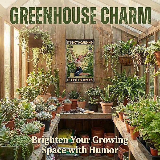 Bestylez Gardening Gifts It‘s Not Hoarding If It's Plants Vintage Garden Signs for Home Garden Greenhouse Living Room Bedroom Yard Backyard Outdoor Decor 8X12 Inch (3066)