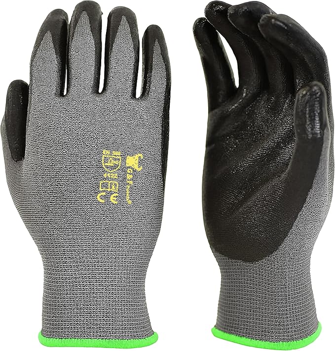 G & F Products - 6 PAIRS Men's Working Gloves with Micro Foam Coating - Garden Gloves Texture Grip Work Glove For general purpose, construction, yard work, Medium, Black, Model Number: 1519M-6 Black