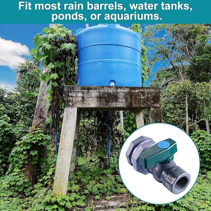 3/4 Inch Rain Barrel Spigot Kit - BILAL Water Barrel PVC Garden Diverter Kit with Bulkhead Fitting Hose Faucet Adapter and Thread Seal Tape for Water Tanks, Aquariums, Tubs, Pool, Garden Barrel