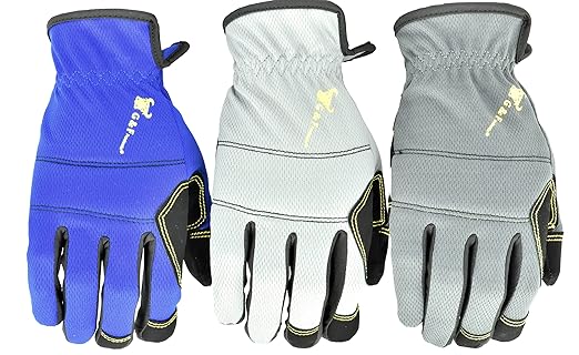 G & F Products unisex adult All Purpose Utility Work Gloves High Performance Mechanics Gloves assorted colors Size XX-L 3 Pairs Value Pack