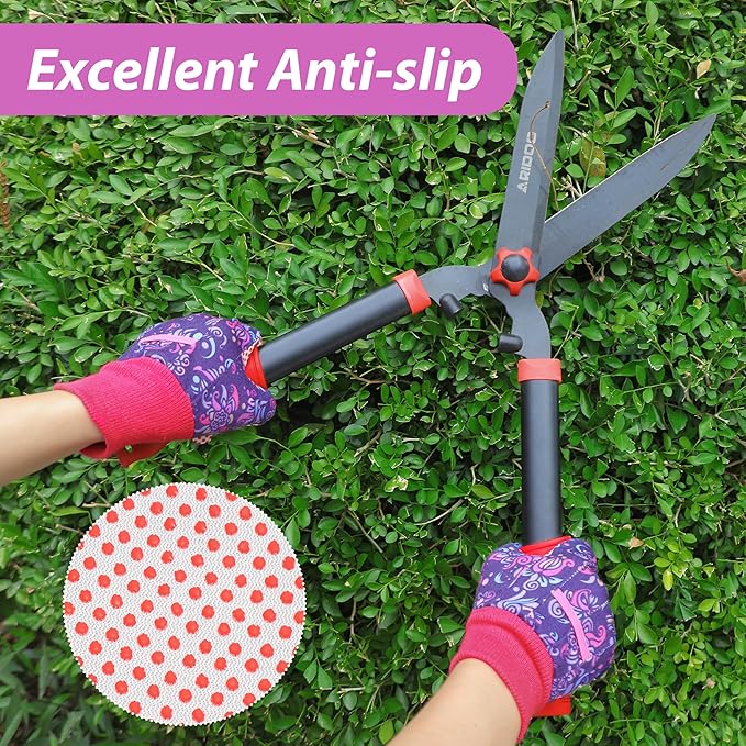 DOFOWORK Gardening Gloves - 4 Pair Garden Gloves for Women, Soft Womens Gardening Gloves Floral Cute Garden Gloves