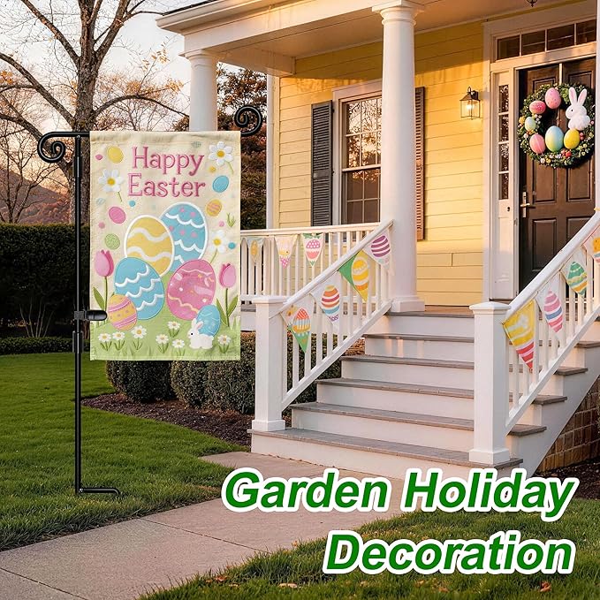HOOSUN Garden Flag Stand,Sturdy Garden Flag Holder Pole for Outside House,Yard Flags Holder with one Tiger Clip,Yard Banner Pole for Holiday Flags Decorations Outdoor Lawn (2 Pack）