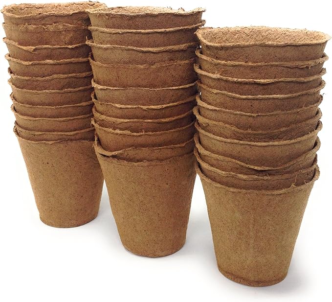 Plant Starter Peat Pots - 30 Pack of 4 Inch Pots for Your Garden, Greenhouse or Nursery - Ideal for Organic Seed Planting & Gardening