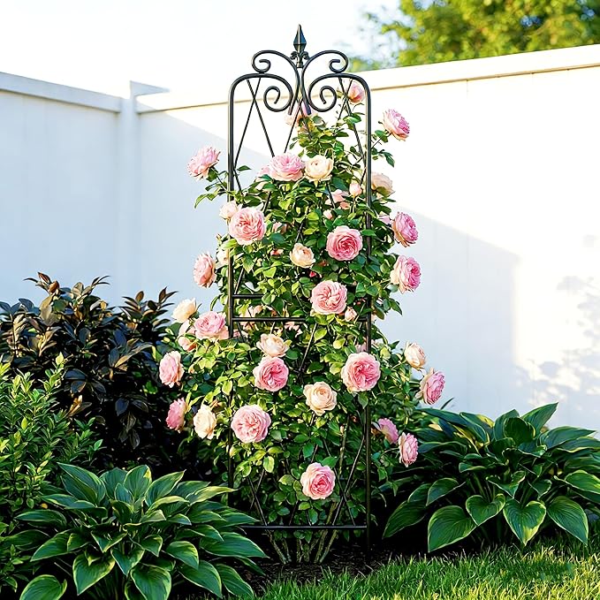 2 Pack 71" H x15 W Trellis,Black Garden Trellis for Climbing Plants Outdoor Metal Frame Sturdy Trellis for Rose