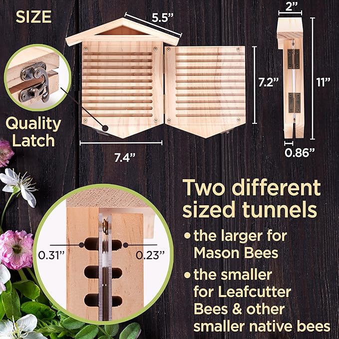 Rivajam Native Bee Observatory | Mason Bee Houses for Pollinating Bees | Pollinator Bee Houses for The Garden Lover | Leaf cutter Bee Home | Unique Gardening Gifts