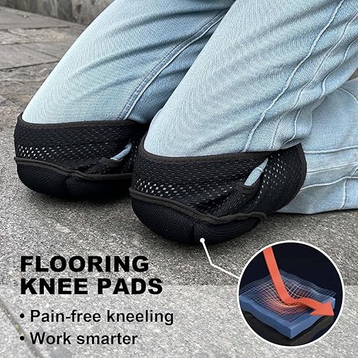 Men Women Knee Pads for Working Kneeling Flooring, Gardening Pad for Cleaning Floors, Soft Protective Housekeeping Kneepads for Adult Youth, Non-slip Foam knee Cushions for Workers, Black S (1 pair)