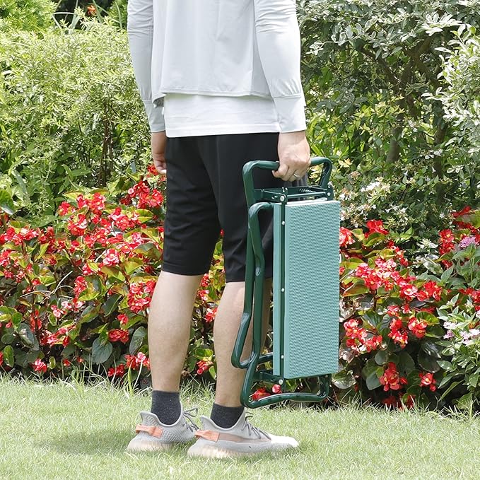 Nouva Garden Kneeler Seat with Free Tool Pouch,Foldable Steel Garden Bench with Widen Soft EVA Foam Great Tools for Gardeners Protect Your Knees