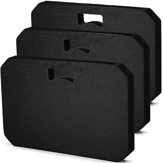 Hacaroa 3 Pack Extra Thick Kneeling Pad, EVA Foam Garden Kneeler Comfortable Knee Pad Cushion for Work, Gardening, Baby Bath, Exercise, Yoga, Water Resistant, Black
