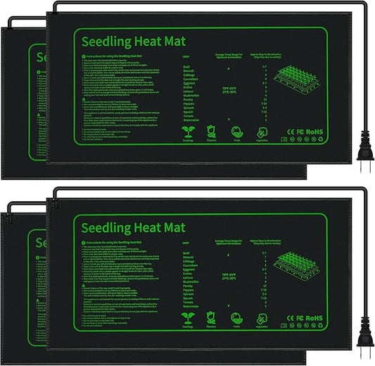 Seedling Heat Mat for Seed Starting,10" x 20.75" Waterproof Heating Pad for Indoor Plants Germination (Black 4 Pack)