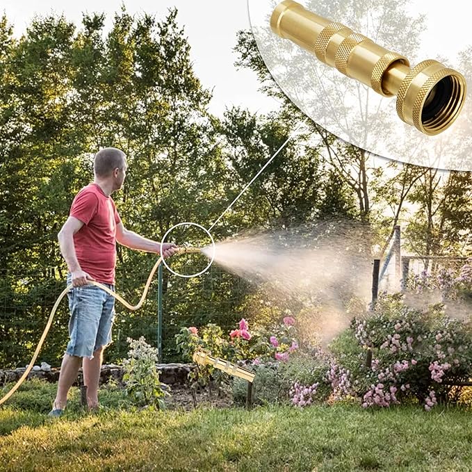 Triumpeek Solid Brass Hose Nozzle, 4 Pack 4"L Heavy Duty Brass Garden Hose Nozzle with 8 Rubber Washers