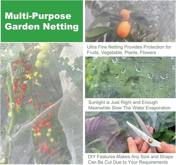 Garden Mesh Netting 10'x33' Plants Covers Ultra Fine Bug Cover Keep Trees Vegetables Fruits from Cicada Mosquito Netting for Patio Crops Flowers Protection Cicada Insect Net (White)