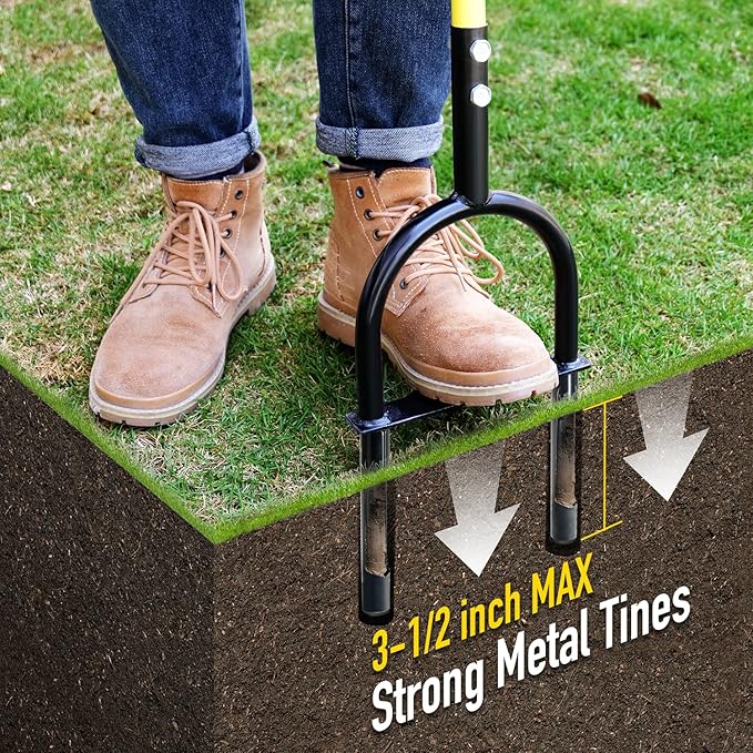 Jardineer Manual Core Aerator Lawn Tool, 38 inch Lawn Coring Aerator, Sturdy Core Aerator with Steel Construction, Grass Plugger Tool for Loosening Soil & Yard Lawn Care