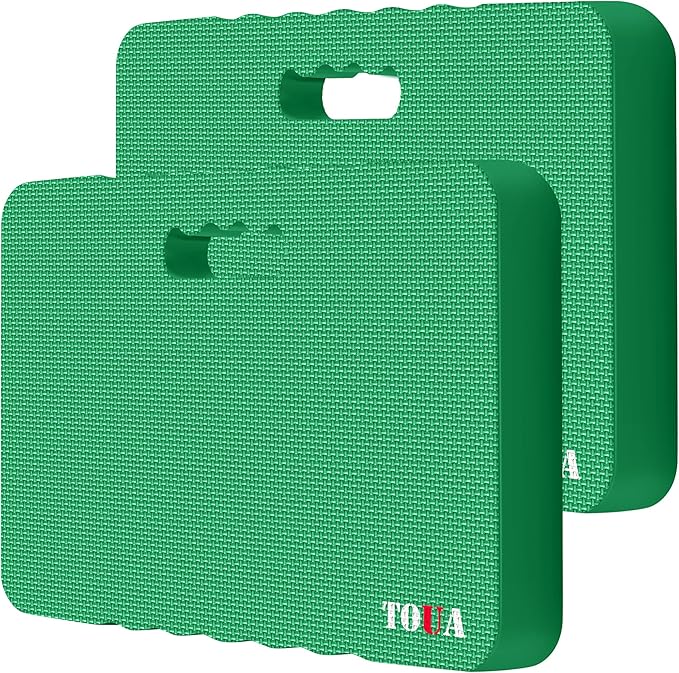 TOUA Kneeling Pad Thick Extra Large High Density Foam Comfort for Work Gardening Yoga Exercise Garden Knee, Green 2 Pack