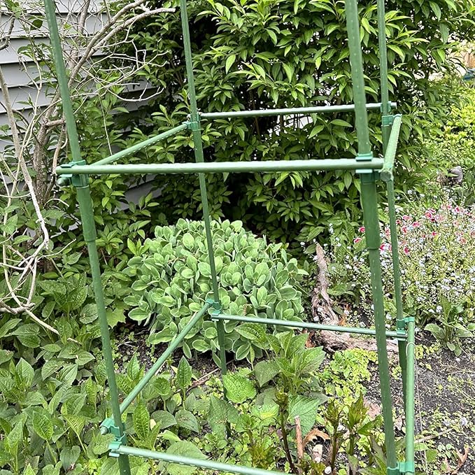 Garden Stakes Kit, 20 Sets 16 inch 0.43" in Diameter Steel Plant Stick Support (with Accessories Total 46 pcs), DIY 3ft 4ft 5ft 6ft 7ft Sturdy Tomato Stakes for Indoor & Outdoor Gardening Supplies