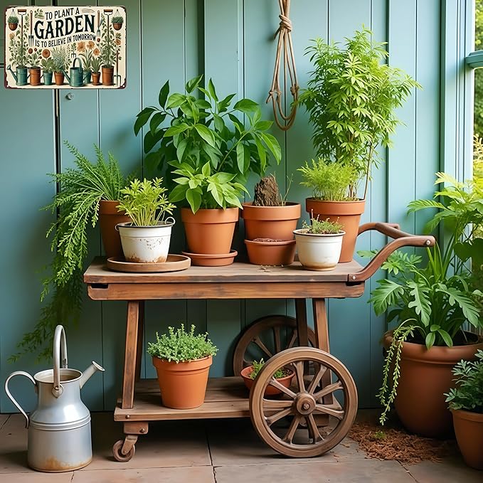Funnysign Plant Gifts To Plant A Garden Is To Believe In Tomorrow Vintage Tin Sign for Home Garden Patio Yard Decor 8 X 12 Inch (3983)