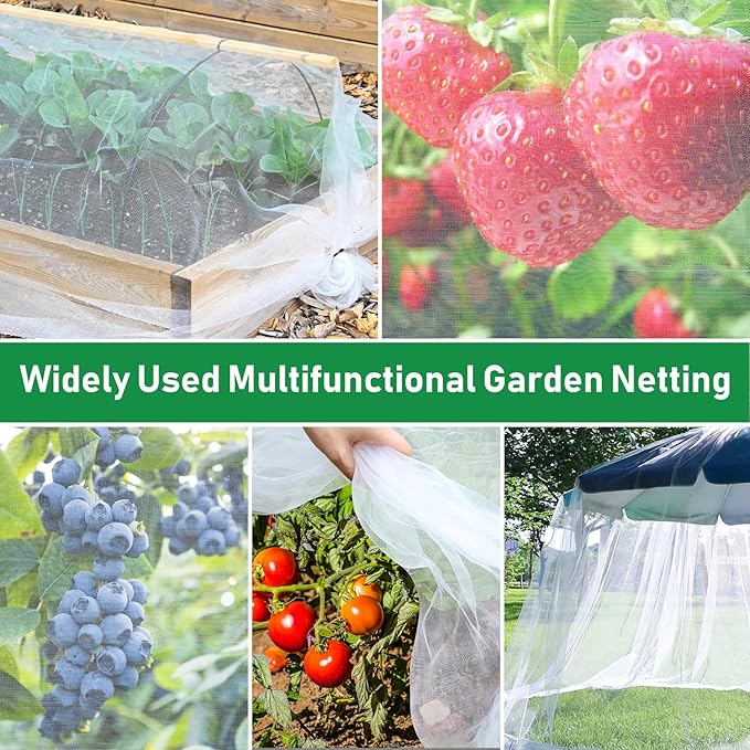 2Pack 10x50ft Garden Netting Mesh Barrier, Ultra Fine Mosquito Net for Patio,Garden Netting for Raised Beds,Fruit Tree Netting for Garden Protection Blueberry Bush Netting Cover