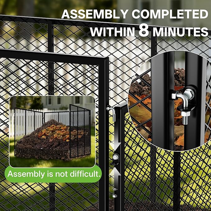 Large Compost Bin, 172 Gallon Metal Wire Mesh Composter for Outdoor, Waterproof Composting Bin with Rust-Proof Coating, Easy Assembly Compost Bin for Garden, Yard, Kitchen Waste, Leaves, 37x37x30 in