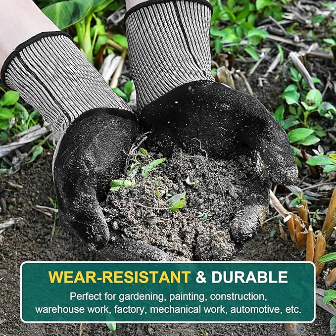 Trifabricy Garden Gloves for Women/Men - 6 Pairs Latex Gardening Gloves with Grip, Protective Work Gloves for Lawn Yard