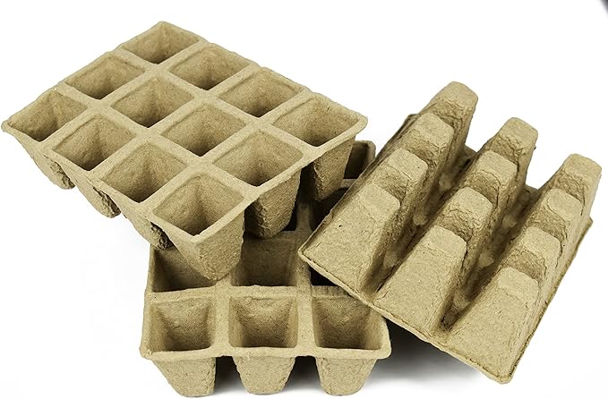 Set of 6 Biodegradable Eco Friendly Peat Pots! 3" 12 Pot Tray - Recycled Non Bleached Peat Pots Perfect for Seed Germination! No Transplanting Required - No More Damaged Roots!