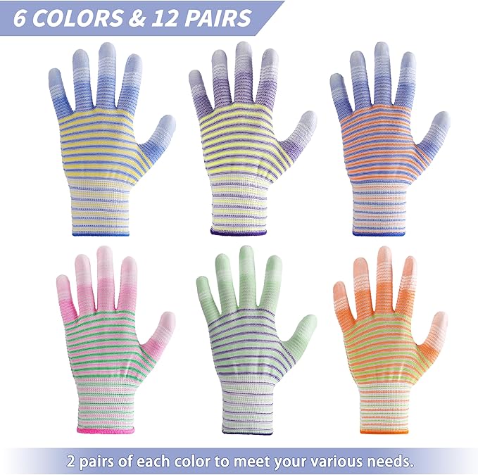 Gardening Gloves for Women - Breathable Rubber Garden Gloves, Outdoor Protective Working Gloves (12 Pairs)