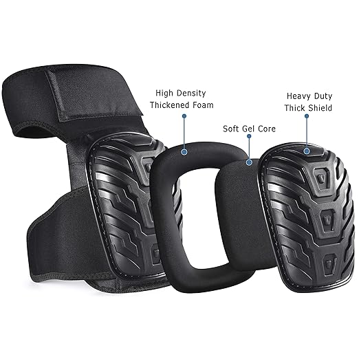 CE' CERDR Professional Knee Pads for Work - Heavy Duty Foam Padding Kneepads for Construction, Gardening, Flooring with Comfortable Gel Cushion to Save Your Knees (Thigh High)