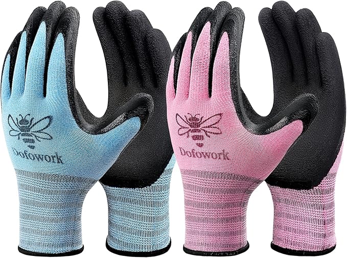 DOFOWORK Gardening Gloves - 6 Pair Gardening Gloves for Women/Men, Breathable Natural Latex Garden Gloves with Grip