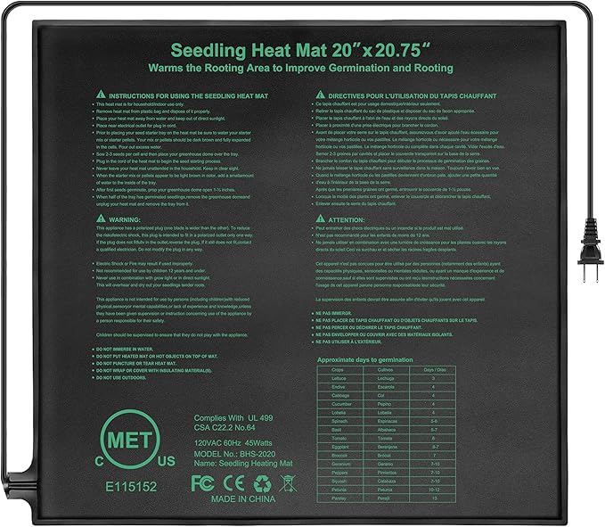 Seedling Heat Mat,20"x20.75" Heat mats for Seed Starting,Waterproof Plant Heating Mat Heating Pad for Seed Germination,Hydroponic Heating Pad Seed Starter