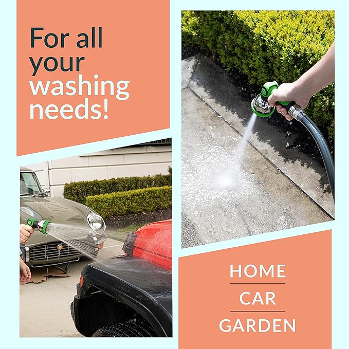 ALMA Garden Hose Nozzle Sprayer with Thumb Control On Off Valve - 10 Spray Pattern Garden Hose Sprayer Nozzle - Perfect Water Hose Nozzle for Outdoor