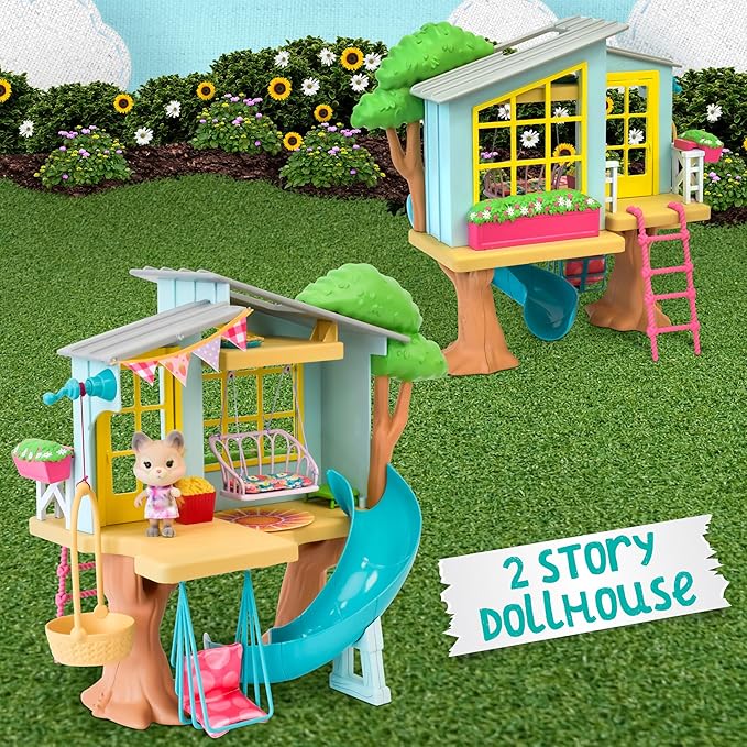 Honey Bee Acres Interactive 2 Story Tree House Playset with Exclusive Squirrel Poseable Figure Includes 21 Pieces