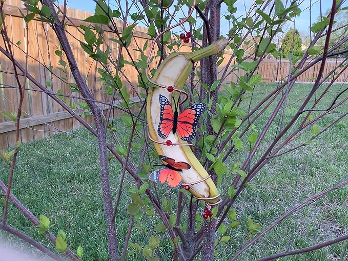 Outdoor Hanging Butterfly Feeder for Habitat (Glass Beads), Copper Garden Decor Butterfly Feeders for Outdoors, Hanging Garden Decor for Outside, Garden Decor and Butterfly Attractor (Red)