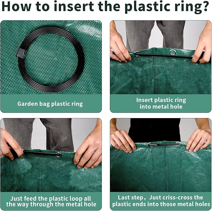 3 Pack Yard Waste Bags, 72 Gallon Lawn and Leaf Bags, Reusable Heavy Duty Garden Bags for Collecting Leaves, Waste Container for Clean Up Outdoor Debris Leaves Grass Clippings