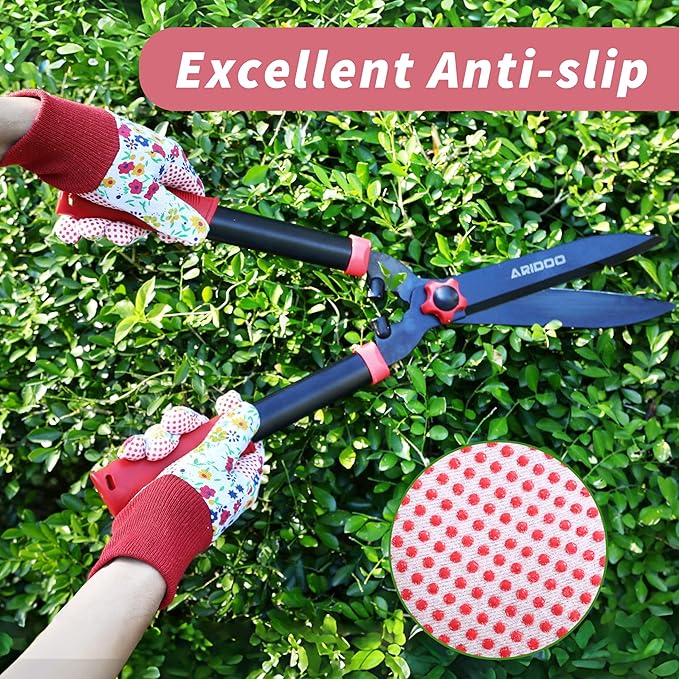 DOFOWORK Gardening Gloves - 4 Pair Garden Gloves for Women, Soft Womens Gardening Gloves Floral Cute Garden Gloves