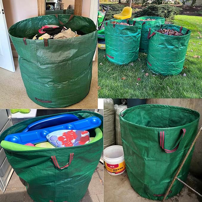 72 Gallon Garden Waste Bag, Reusable Leaf Bag Yard Waste Bag 3 Pack Lawn Yard Bag with Reinforced Handles for Loading Garden Leaves and Trash