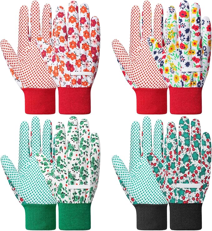 DOFOWORK Gardening Gloves - 4 Pair Garden Gloves for Women, Soft Womens Gardening Gloves Floral Cute Garden Gloves
