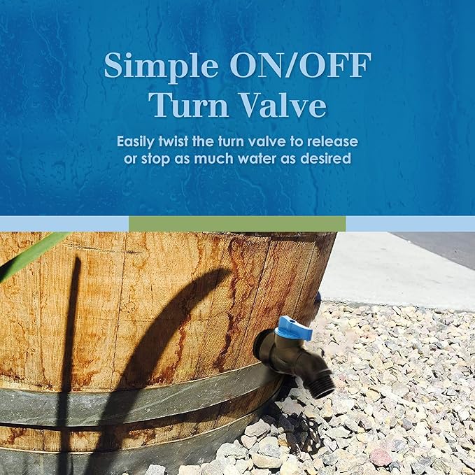 Rain Barrel Spigot: Fits Standard Garden Hose - Installs From Outside of Drum or Barrel - Turn Any Barrel or Trashcan Into a Rain Barrel - INSTRUCTIONS INCLUDED