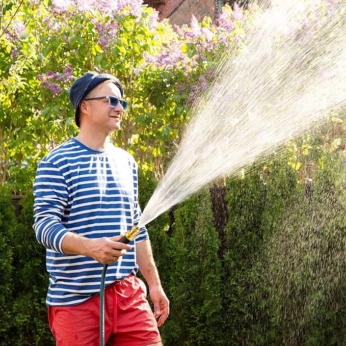 Hotop Big Shot Nozzle Power Brass Hose Nozzle Adjustable Twist Sprayer for Garden (6, 3/4inch)