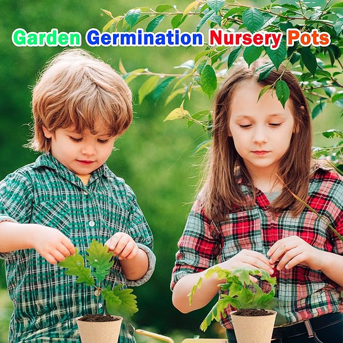 60 Packs 3.15 Inches Seed Starting Pots Biodegradable Drainage Holes Round Nursery Pot with 10 Planting Labels Small Seed Starter Tray Bulk Garden Container for Herb Seed Starter