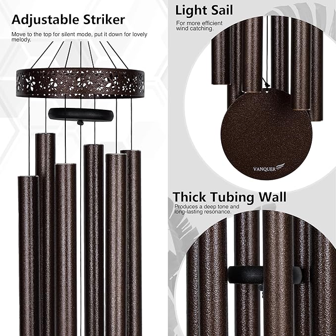Extra Large Wind Chimes for Outside Deep Tone - 58'' Outdoor Clearance, Deep Tone Wind Chimes, Memorial Wind Chime, Sympathy Gift, Patio Yard, Home Décor, Bronze (58" Bronze)