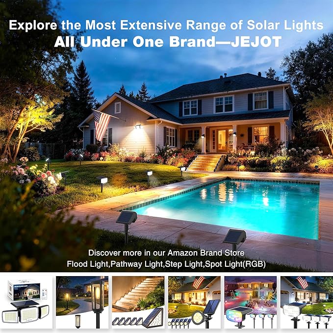 Solar Lights Outdoor Waterproof IP65, Super Bright LED, 6500K 2 Lighting Modes, Solar Powered Yard Garden Solar Spot Lights for Outside Landscape Auto On/Off -6 Pack
