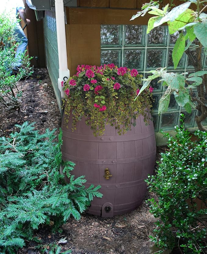 Rescue 50 Gallon Whiskey Rain Barrel – Brown