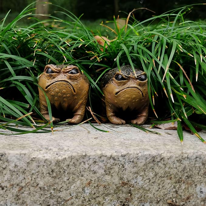 Weird Queer Grumpy Frog Toad Statue Ugly Angry Outdoor Garden Yard Decor Statue Fun Novelty Home Office Decor Sculpture Unique Gift