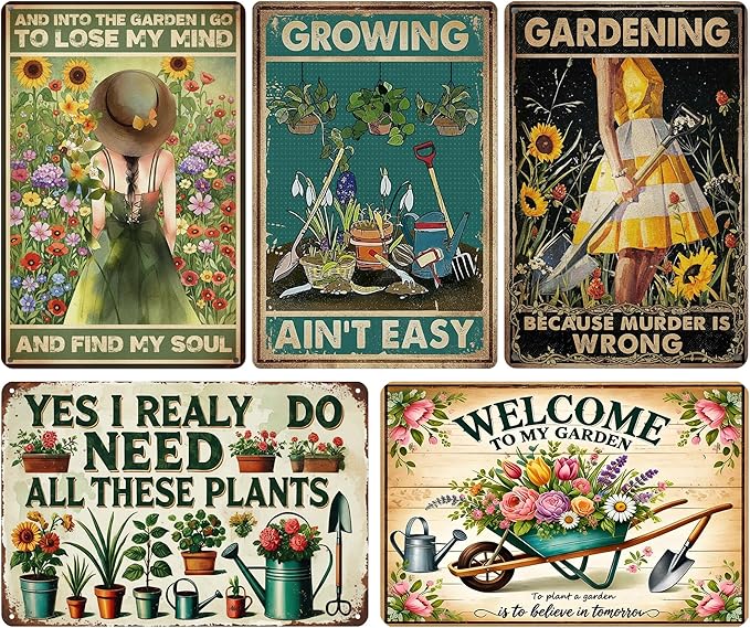 Metal Garden Decor - Funny metal signs, Women's Garden Gifts Vintage Gardening Signs for Yard, Backyard, Patio & Porch Decor, 8" x 12"