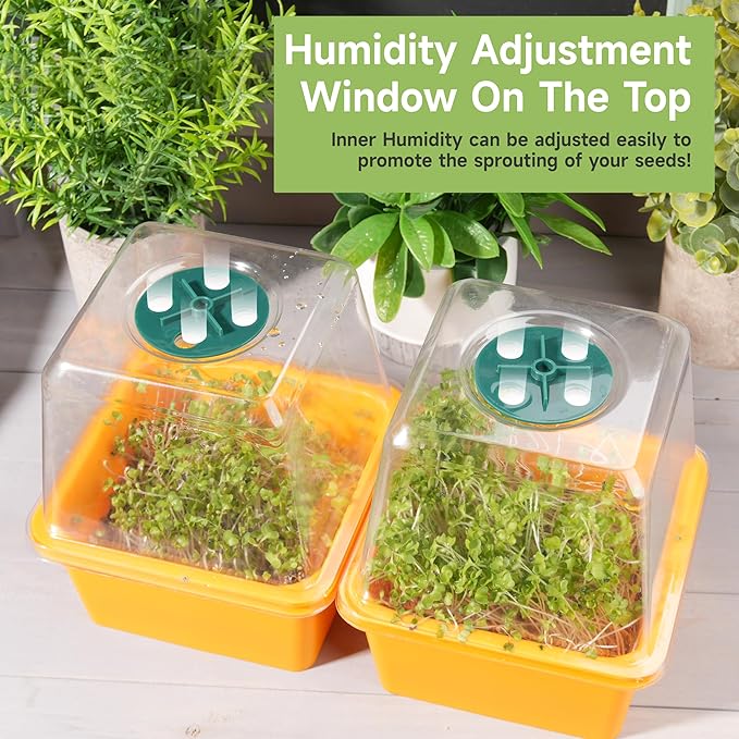 Microgreen Growing Trays, 5" x 5" Sprouting Tray with Humidity Dome, 1.2 mm Small Mesh Holes, BPA Free, Sprouter Kit for Growing Mirco Seeds, Like Broccoli, Alfalfa, Radish, Clover - 6 Pack | Colorful