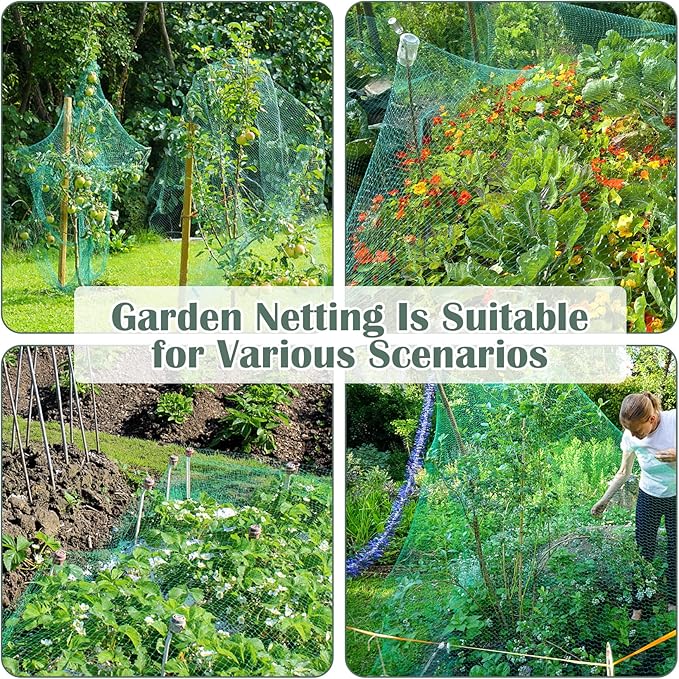CandyHome 13Ft x 33Ft Anti Bird Protection Mesh Garden Netting Seedlings Plants Flowers Fruit Trees Vegetables from Rodents Deer Reusable Fencing, Green