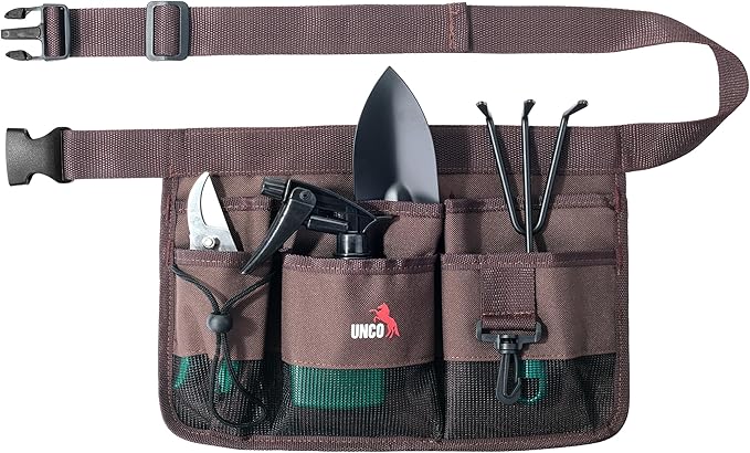 UNCO- Gardening Belt, Garden Tool Belts for Men, Waist Apron with Pockets, Construction, Carpenter Belt, for Men